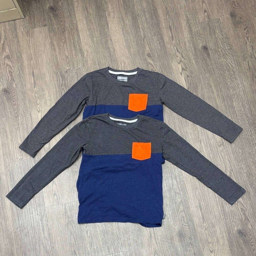 Eddie Bauer Kids 10 LSS with Orange Pocket x 2 (Twin Bundle). Excellent Cndtn.